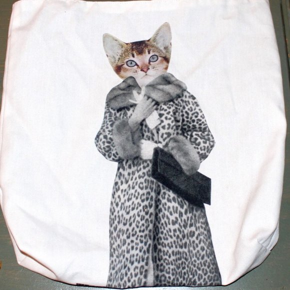 Fancy Cat Tote with Linen Interior NWOT - Picture 2 of 3